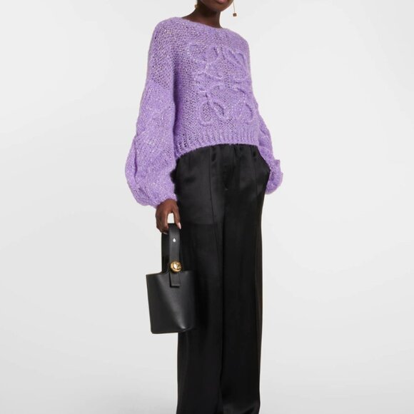 LOEWE Anagram Knit Mohair Blend Sweater (Purple) - Picture 3 of 16